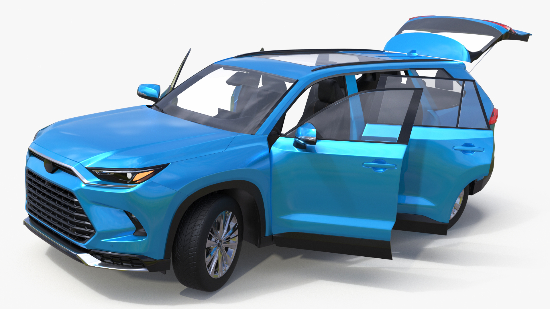 3D Modern SUV Car Blue Rigged