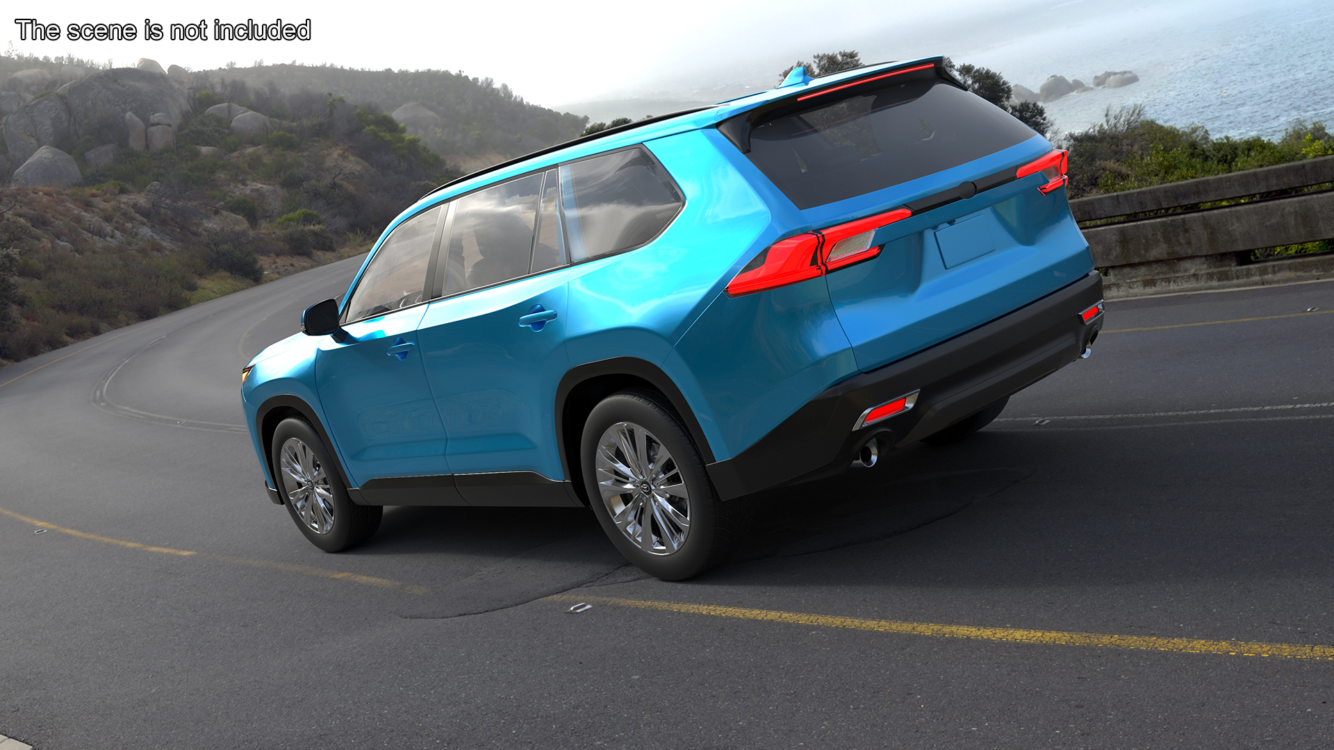 3D Modern SUV Car Blue Rigged