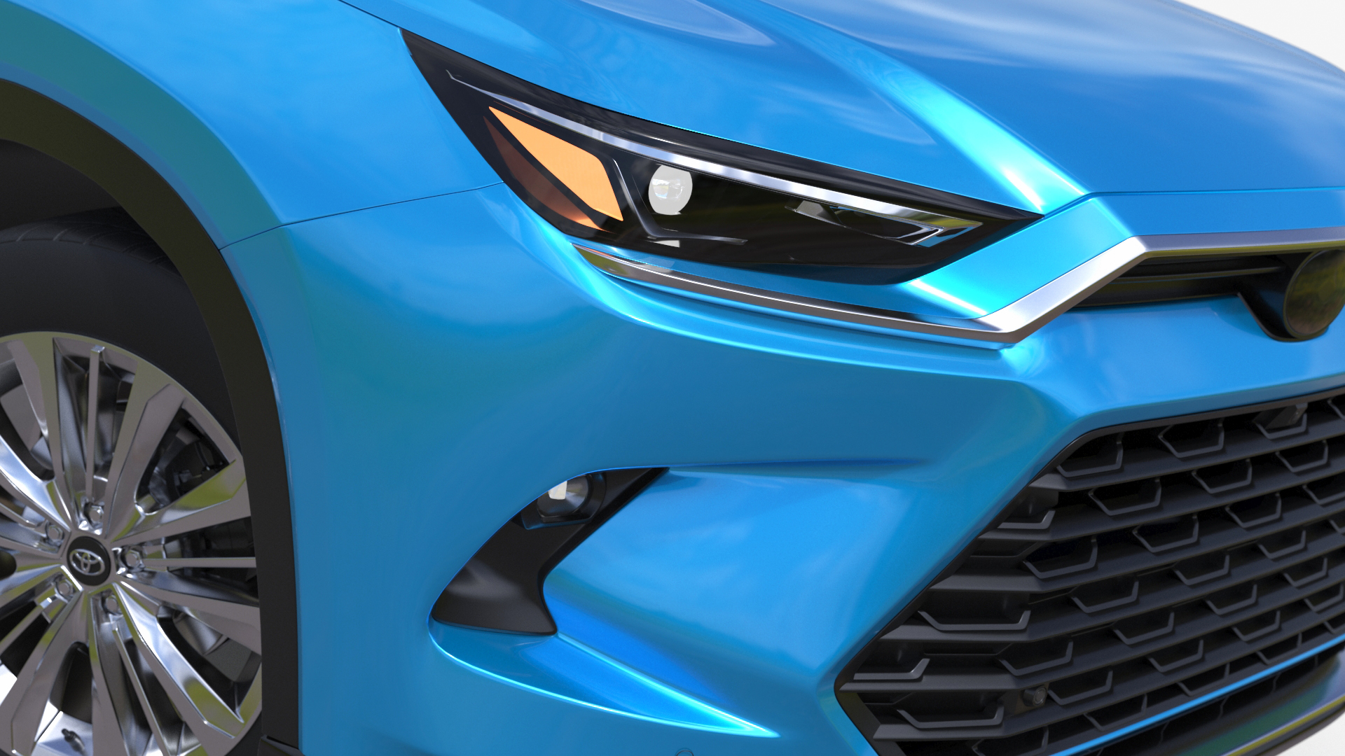 3D Modern SUV Car Blue Rigged