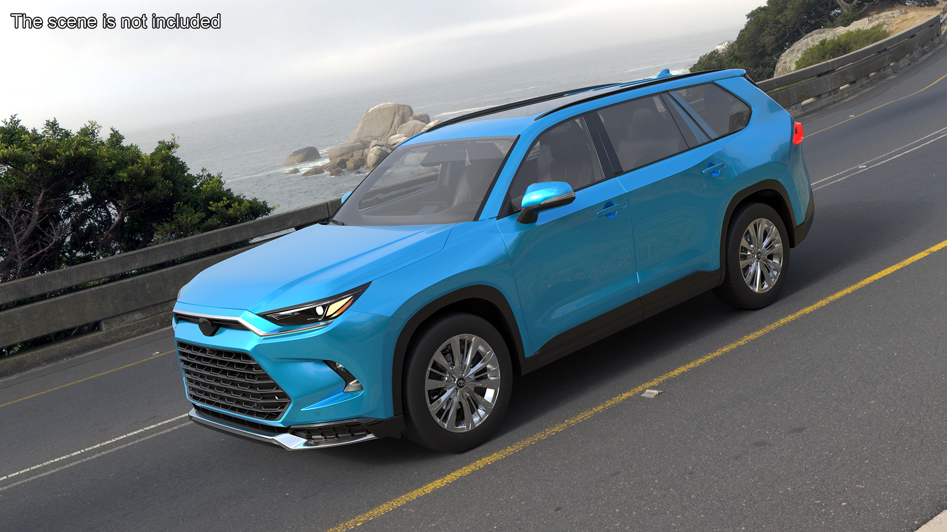 3D Modern SUV Car Blue Rigged