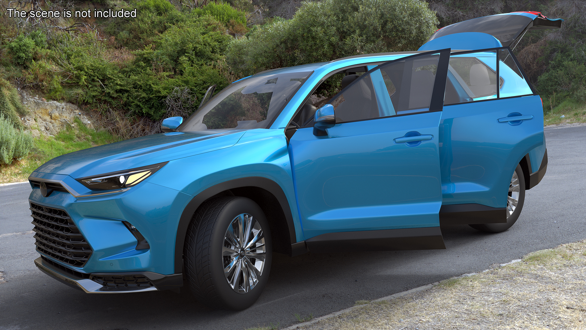 3D Modern SUV Car Blue Rigged