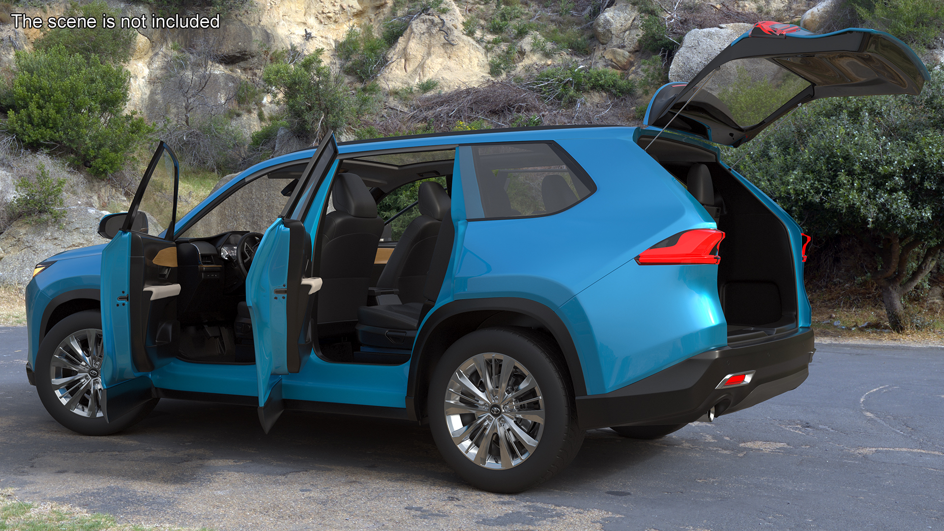 3D Modern SUV Car Blue Rigged
