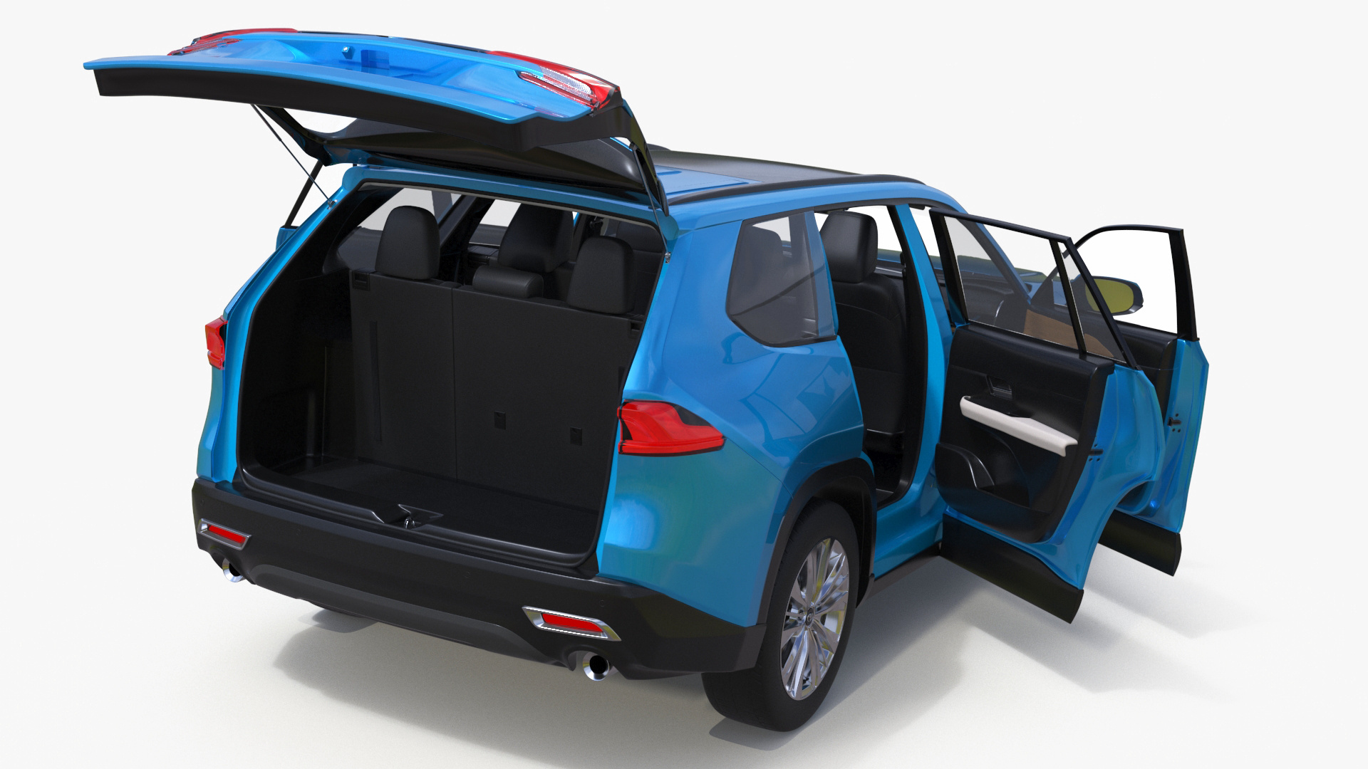 3D Modern SUV Car Blue Rigged