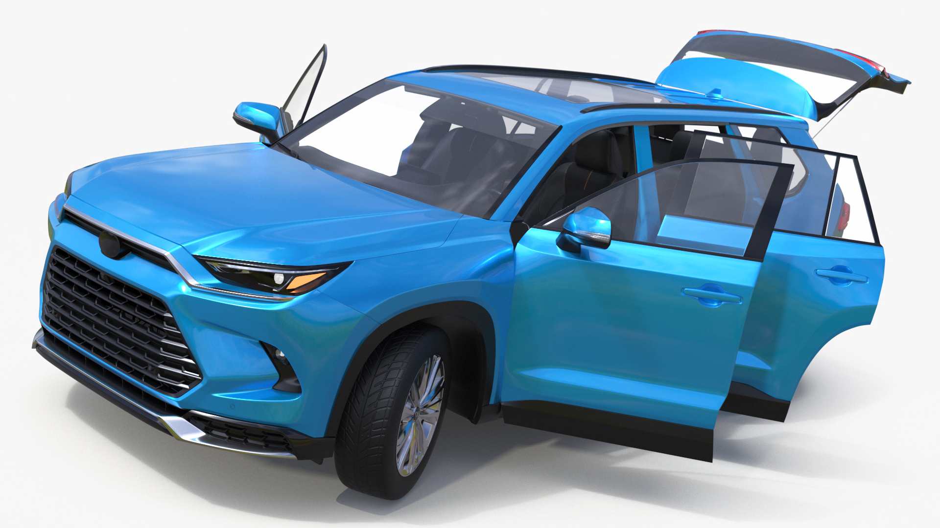 3D Modern SUV Car Blue Rigged