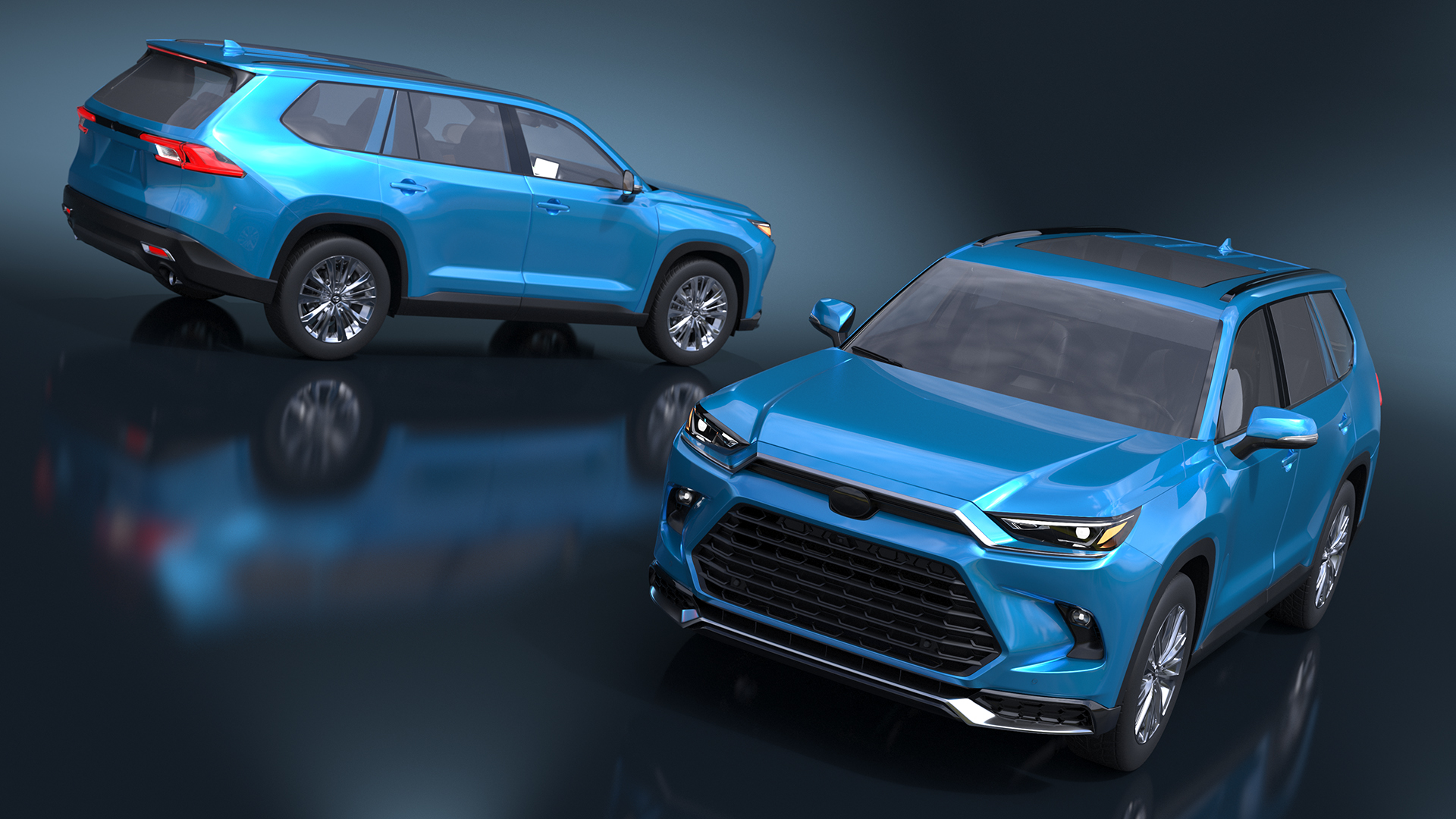 3D Modern SUV Car Blue Rigged