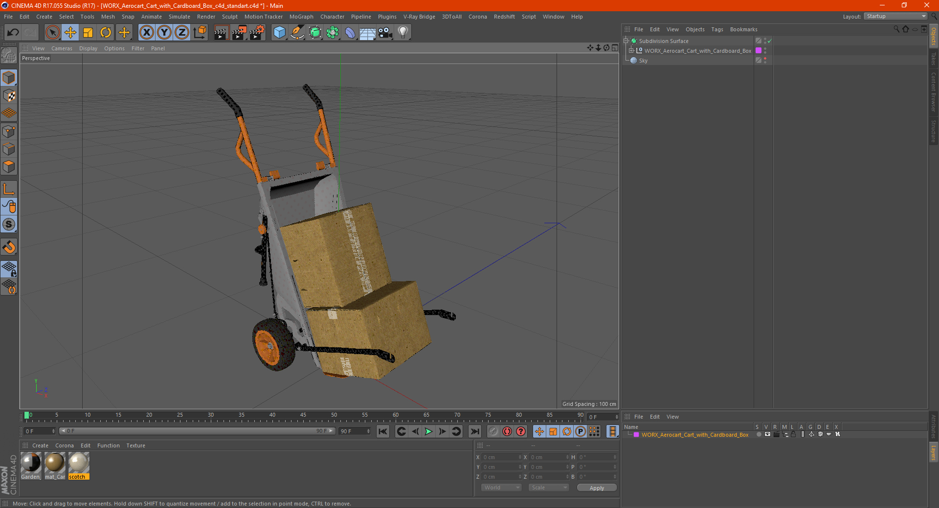 WORX Aerocart Cart with Cardboard Box 3D