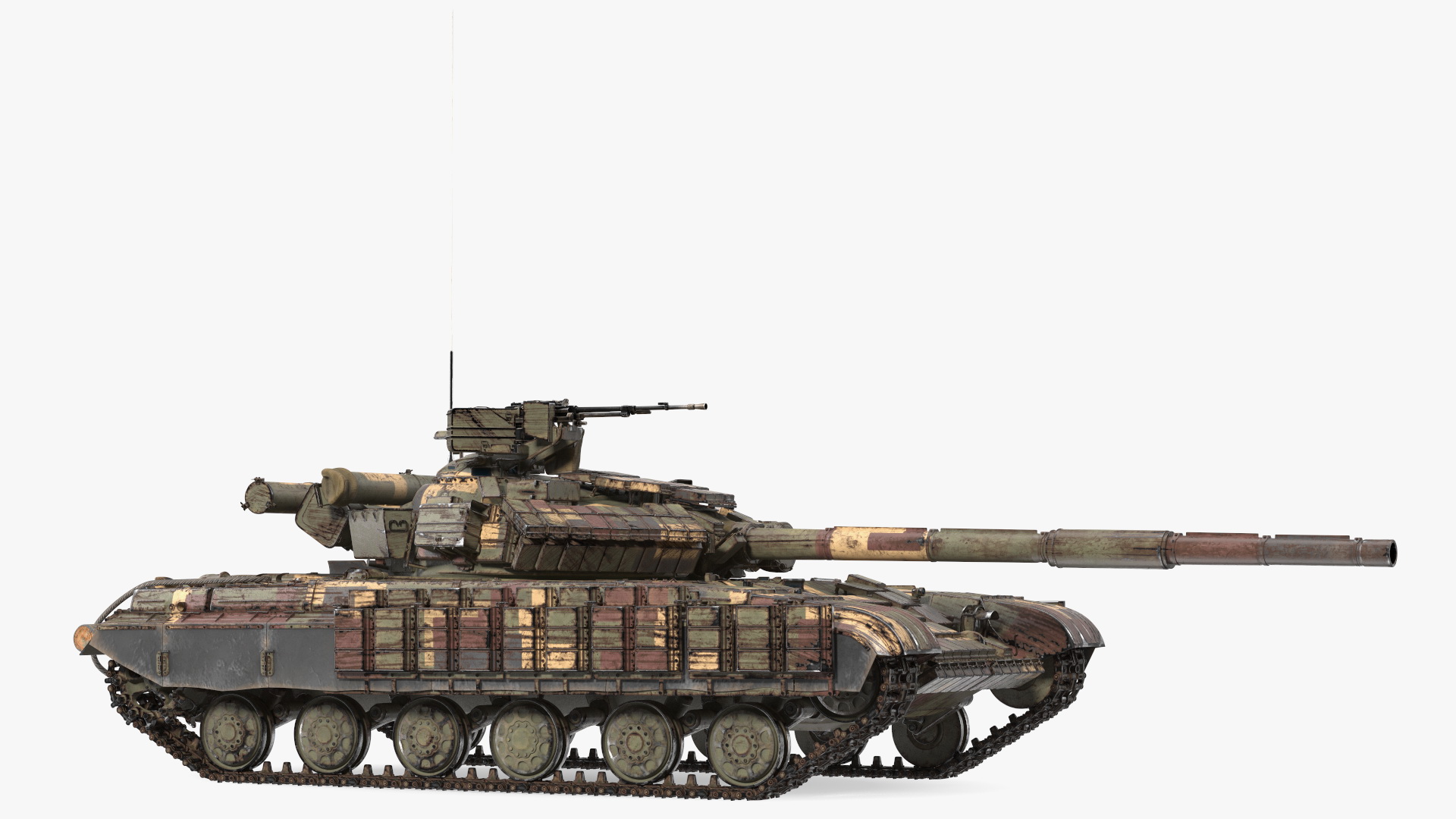 Battle Tank T-64 BV Dirty Rigged 3D
