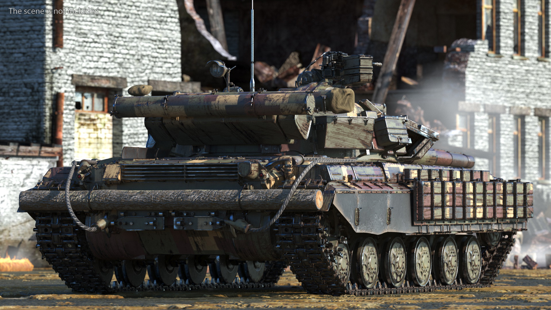Battle Tank T-64 BV Dirty Rigged 3D