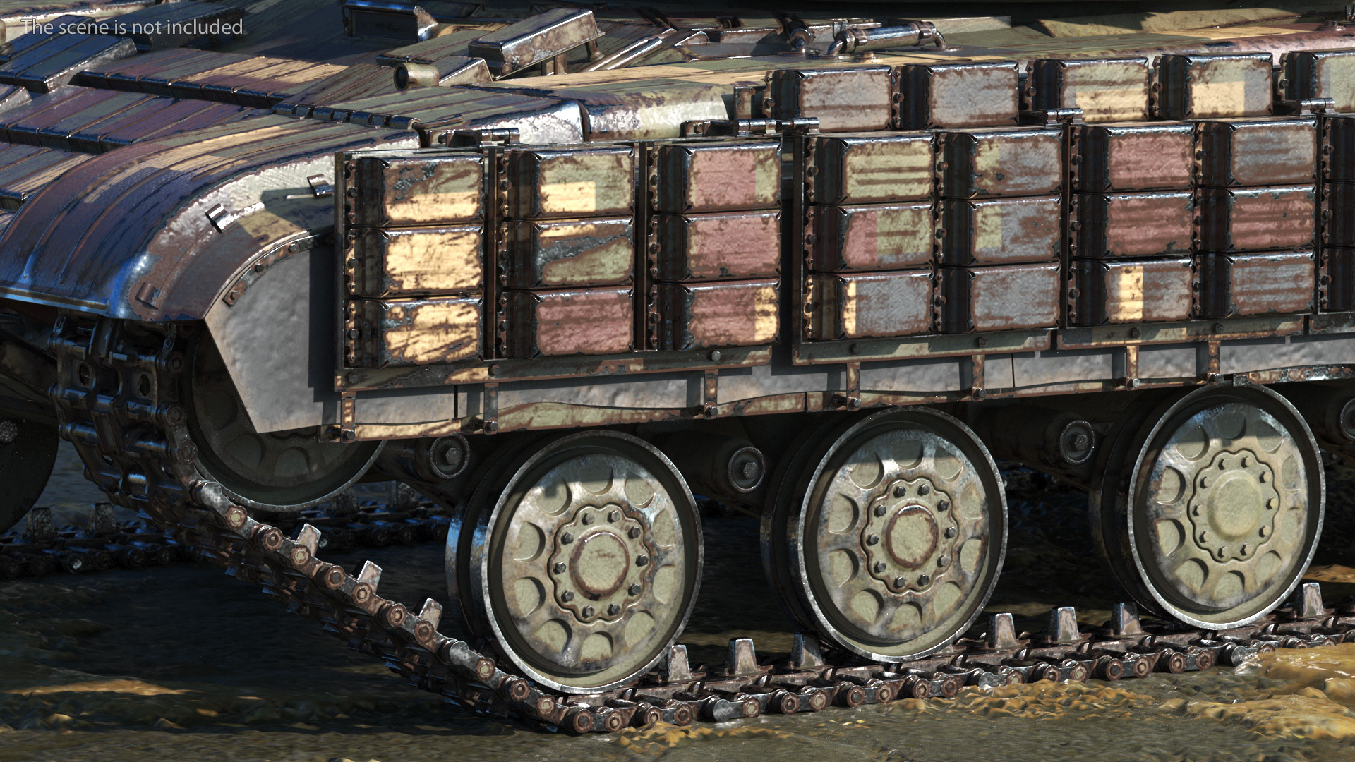 Battle Tank T-64 BV Dirty Rigged 3D