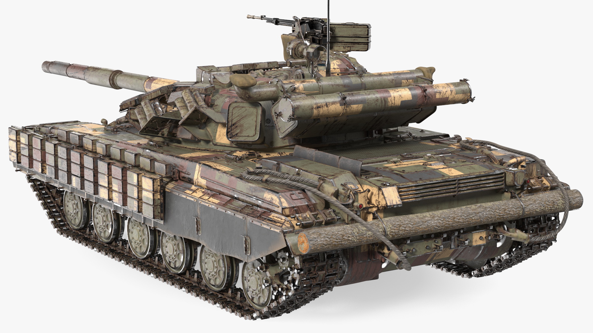 Battle Tank T-64 BV Dirty Rigged 3D
