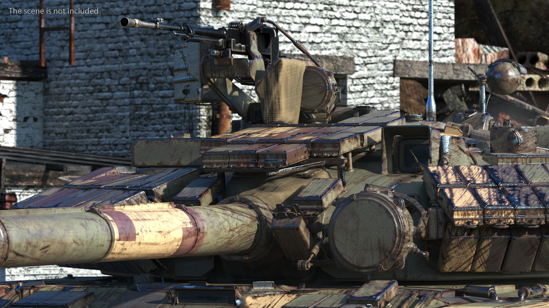 Battle Tank T-64 BV Dirty Rigged 3D