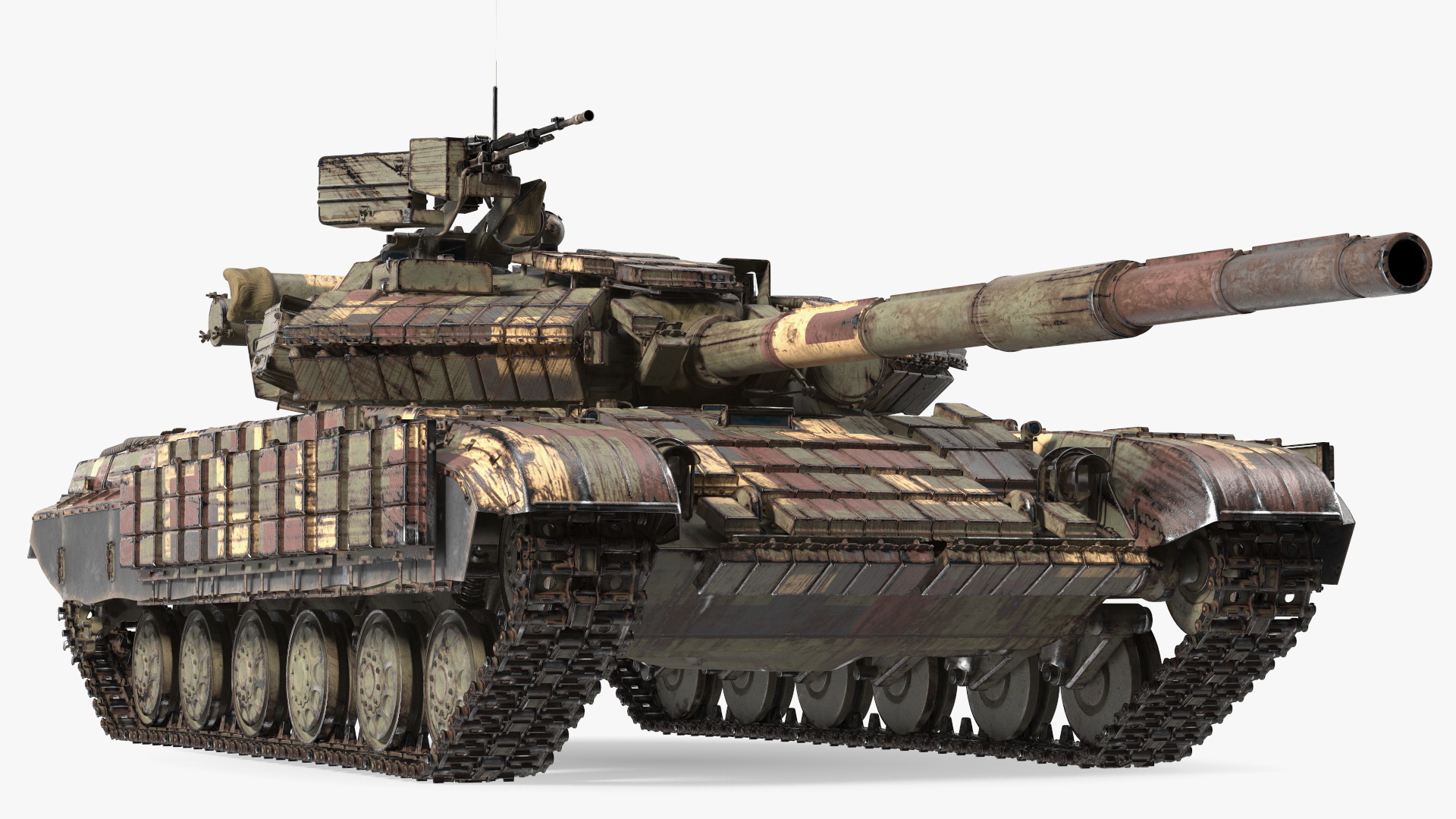 Battle Tank T-64 BV Dirty Rigged 3D
