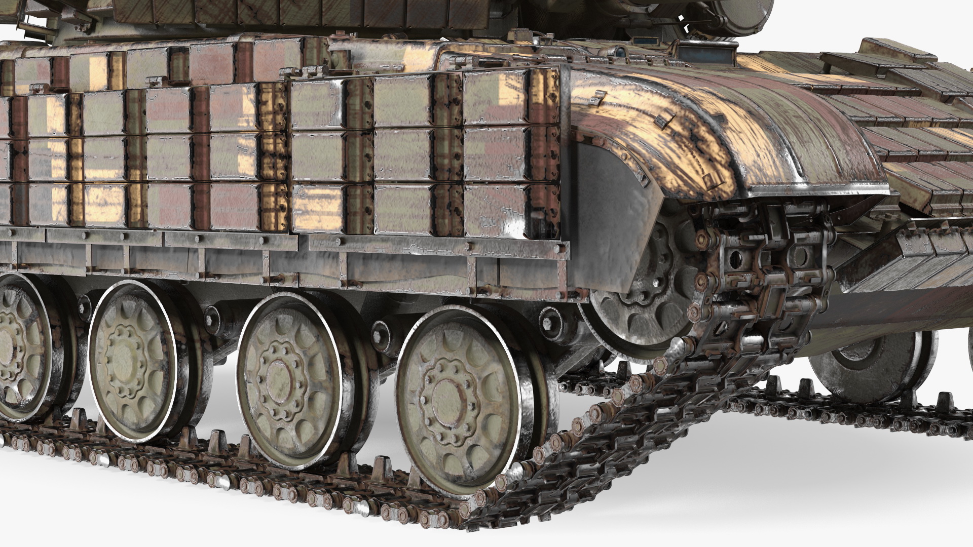 Battle Tank T-64 BV Dirty Rigged 3D