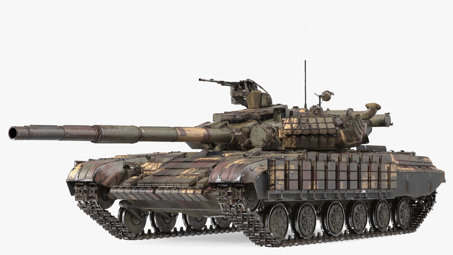 Battle Tank T-64 BV Dirty Rigged 3D