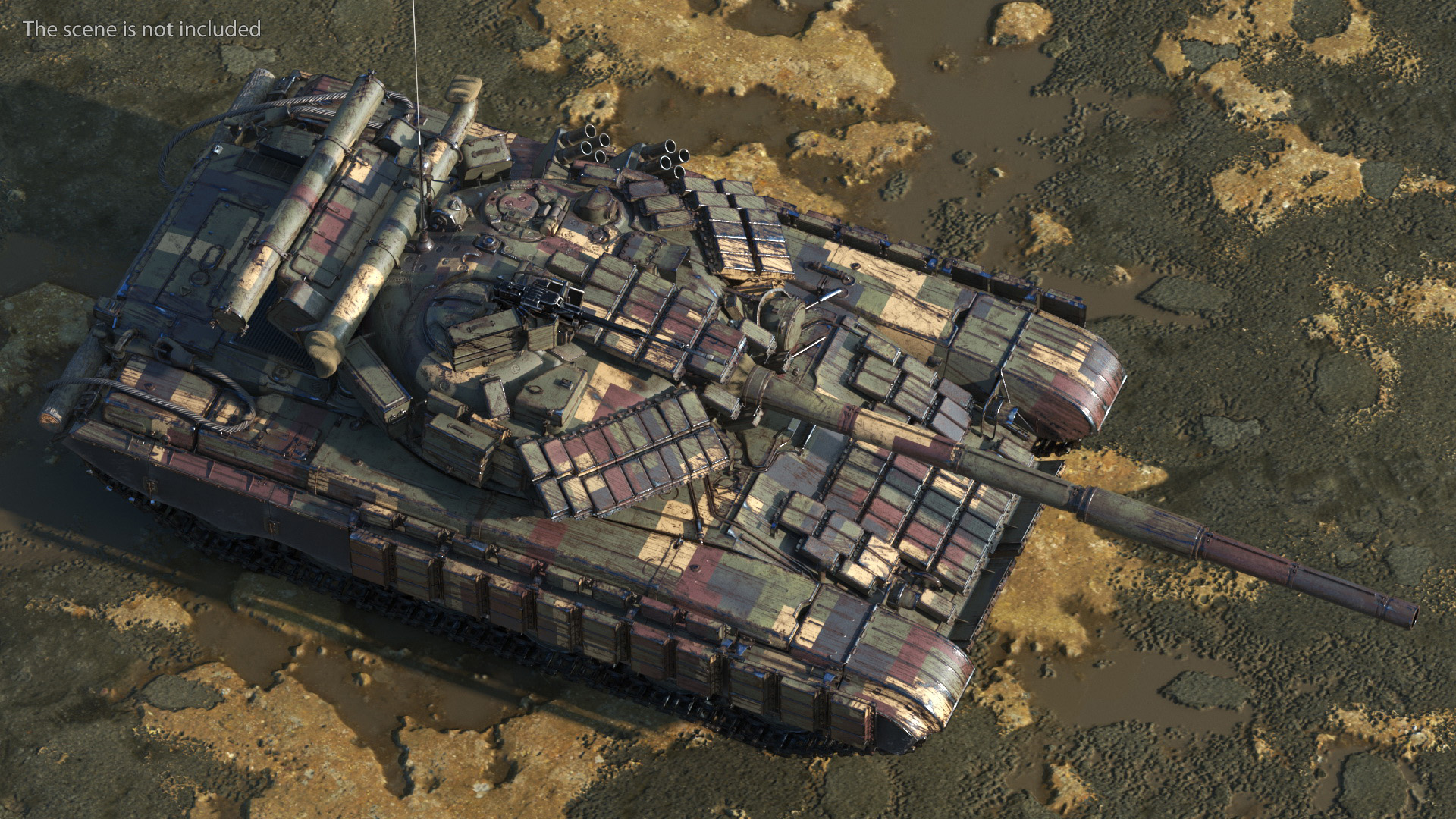 Battle Tank T-64 BV Dirty Rigged 3D