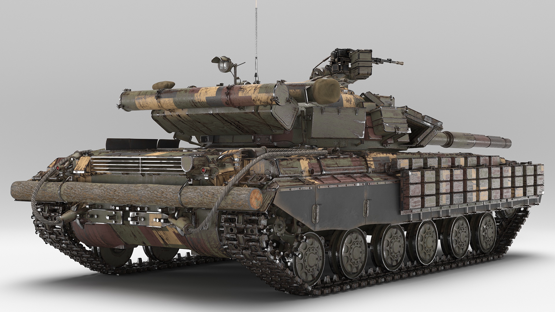 Battle Tank T-64 BV Dirty Rigged 3D