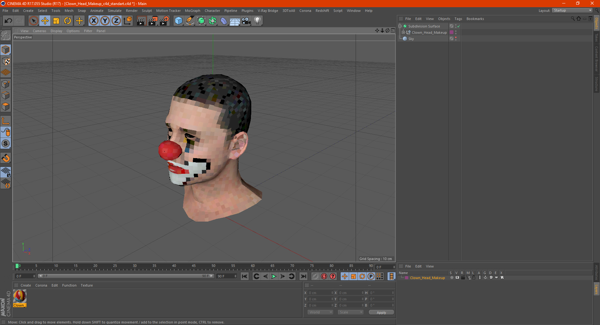 Clown Head Makeup 3D