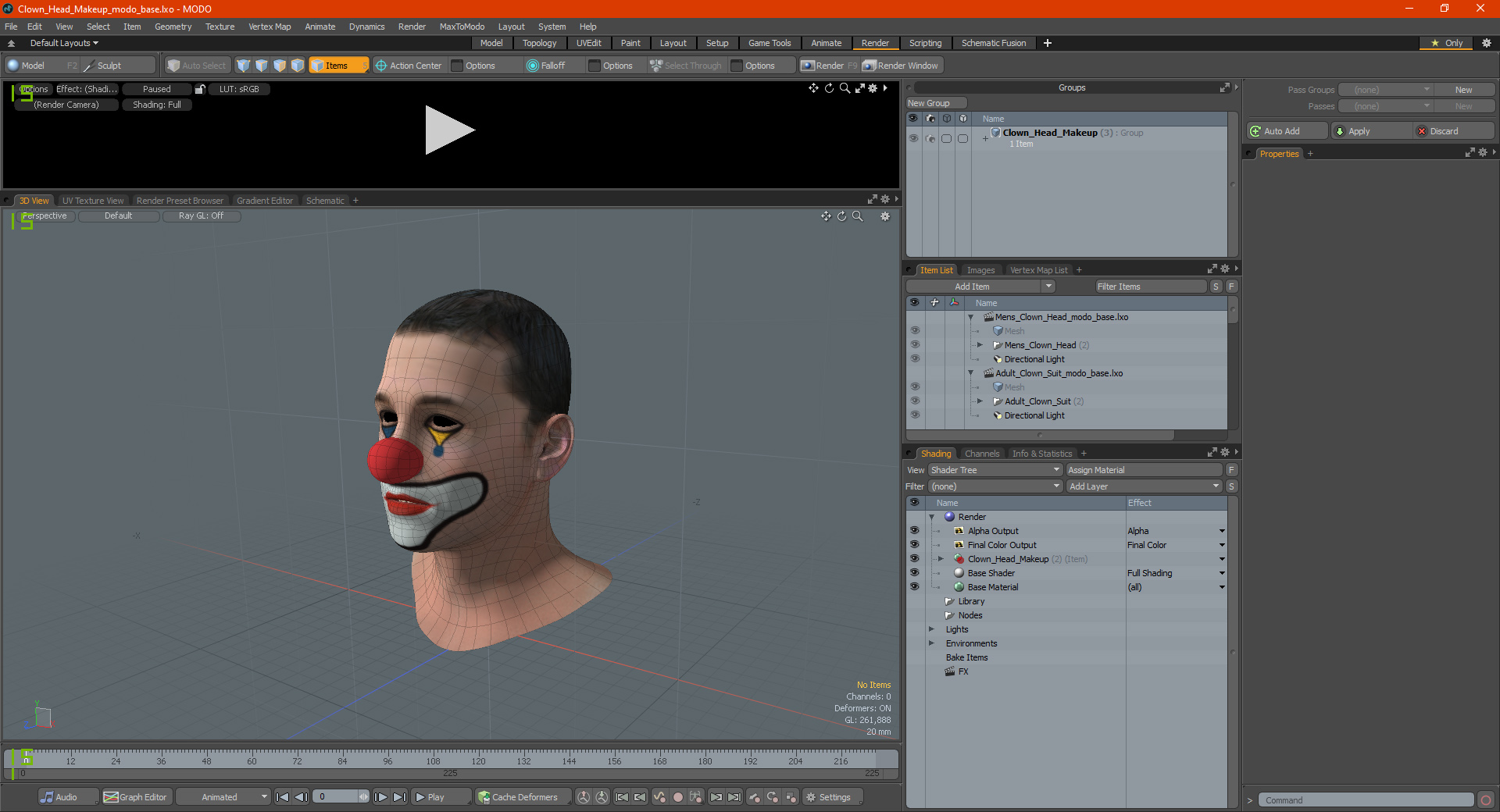 Clown Head Makeup 3D