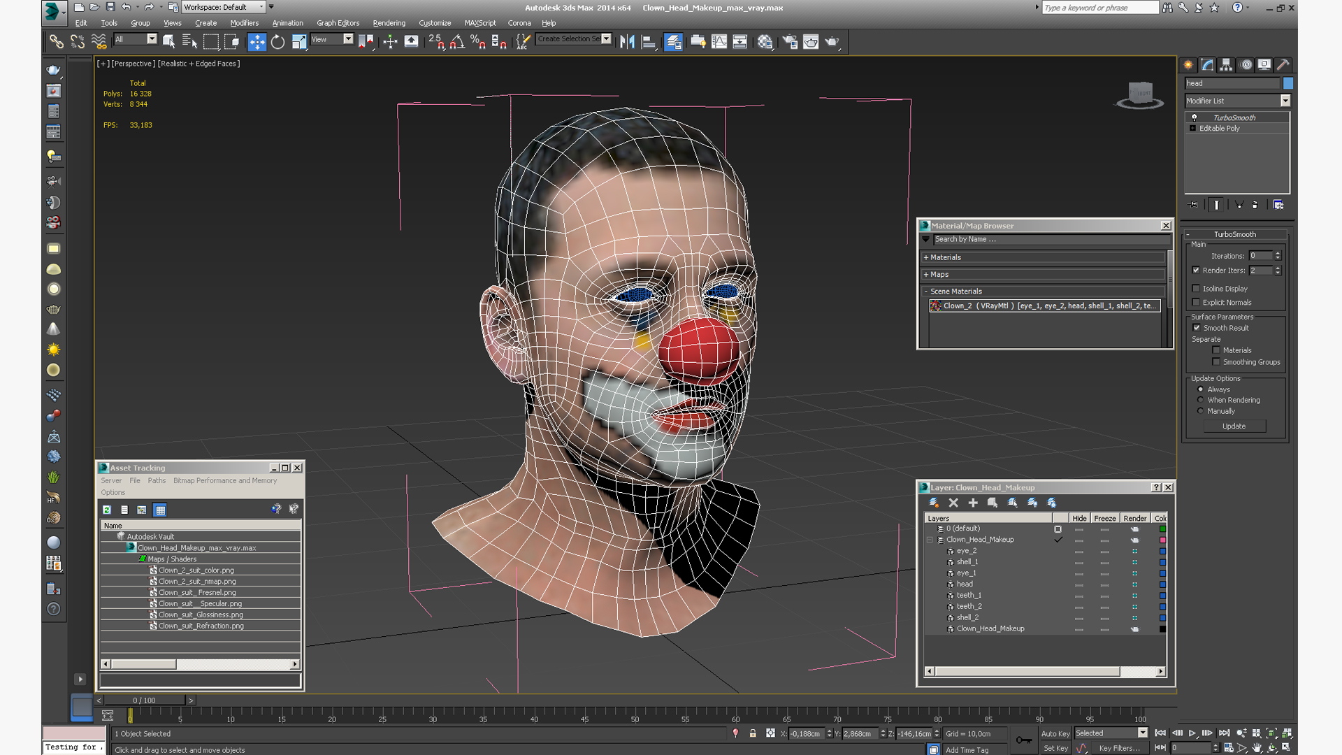 Clown Head Makeup 3D