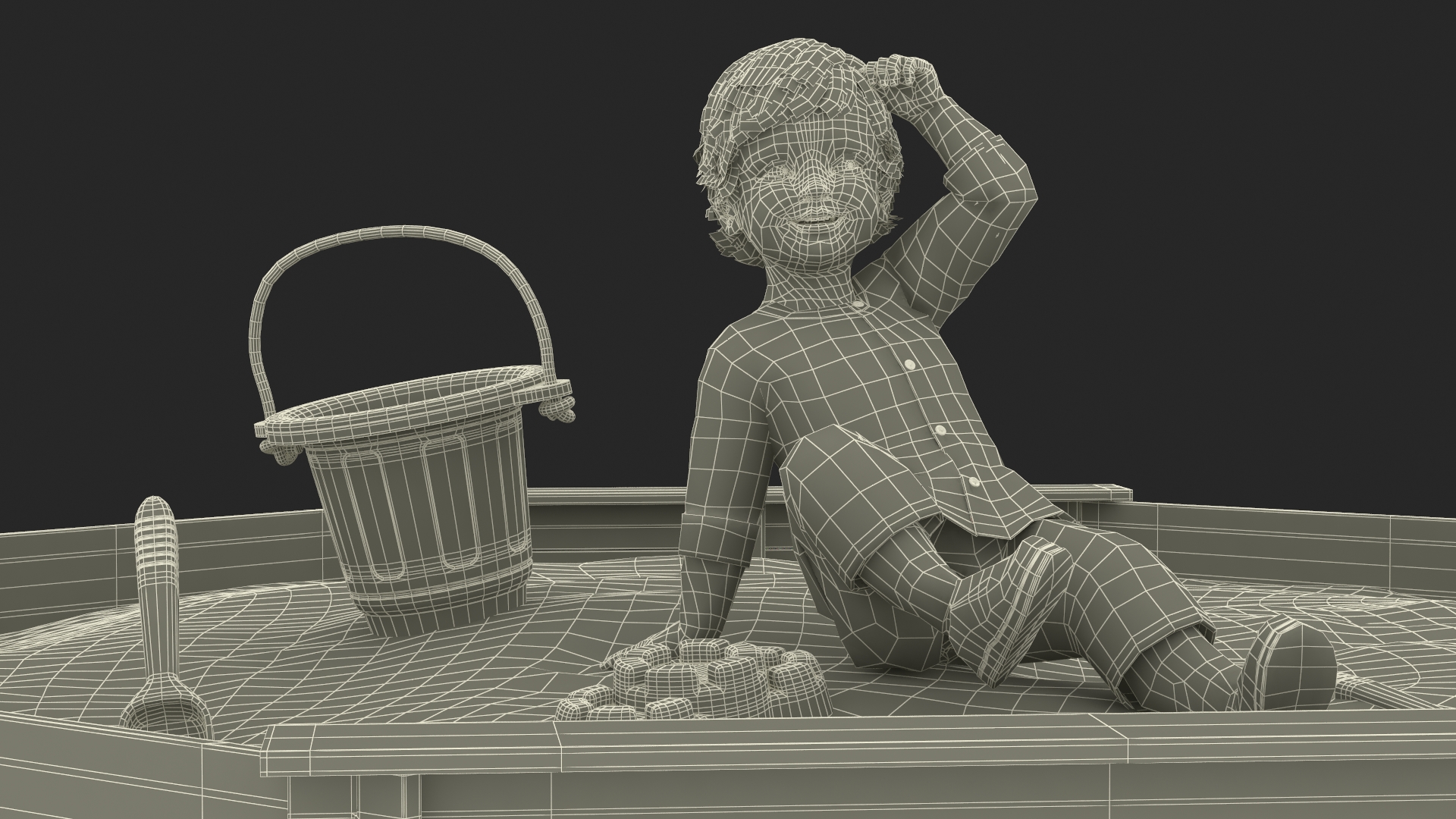Small Child Playing in a Sandbox 3D