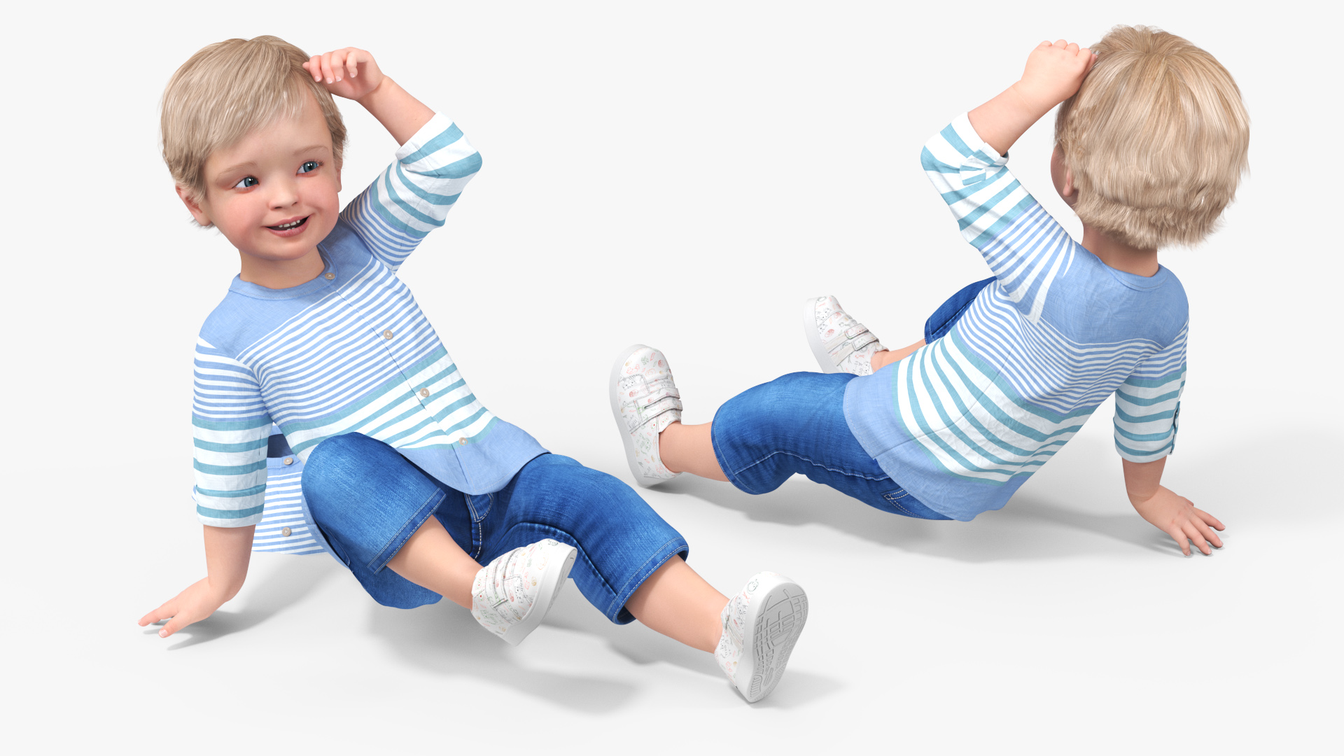 Small Child Playing in a Sandbox 3D