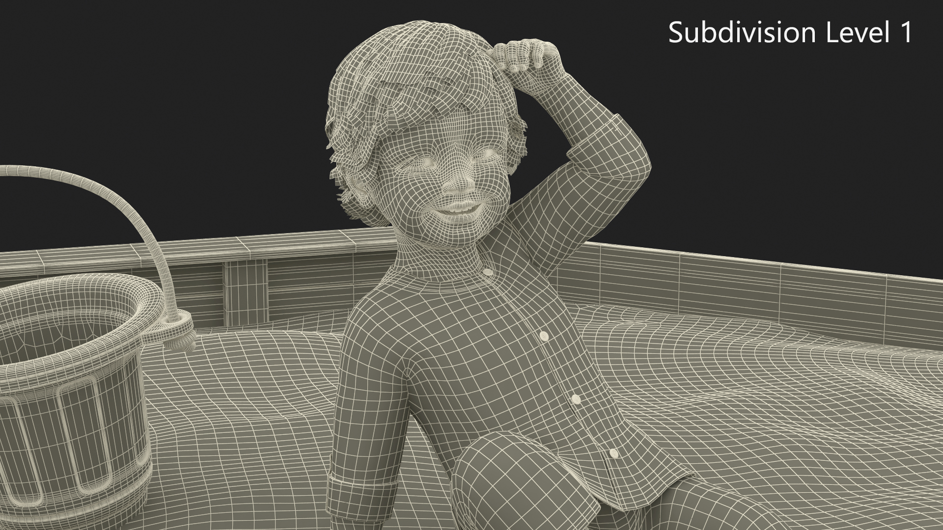 Small Child Playing in a Sandbox 3D