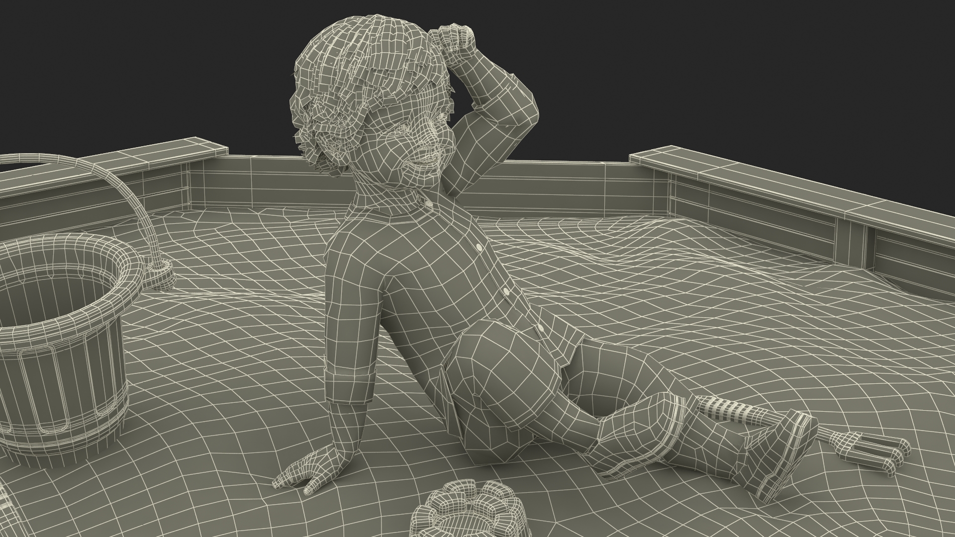 Small Child Playing in a Sandbox 3D