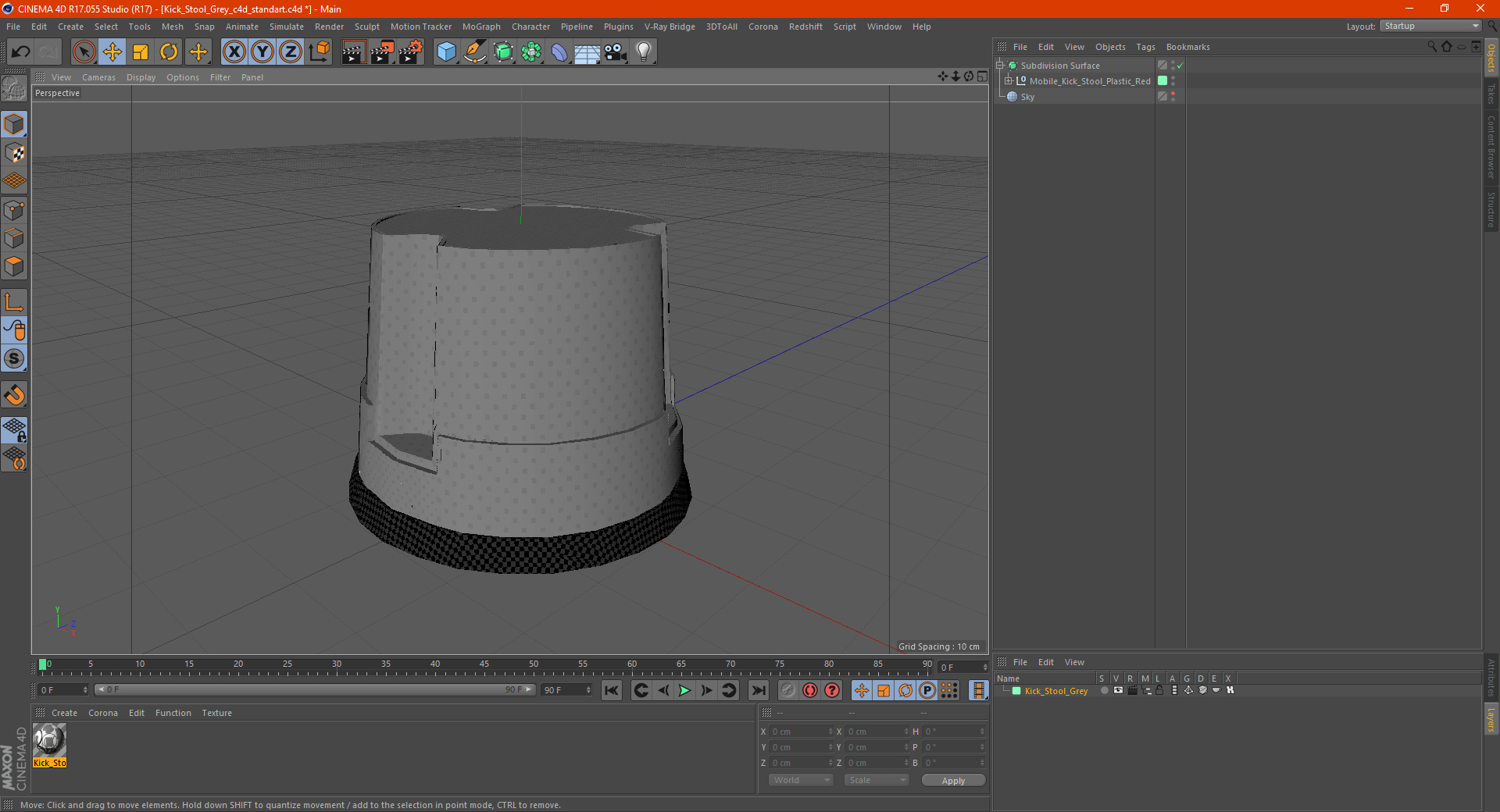 3D model Kick Stool Grey