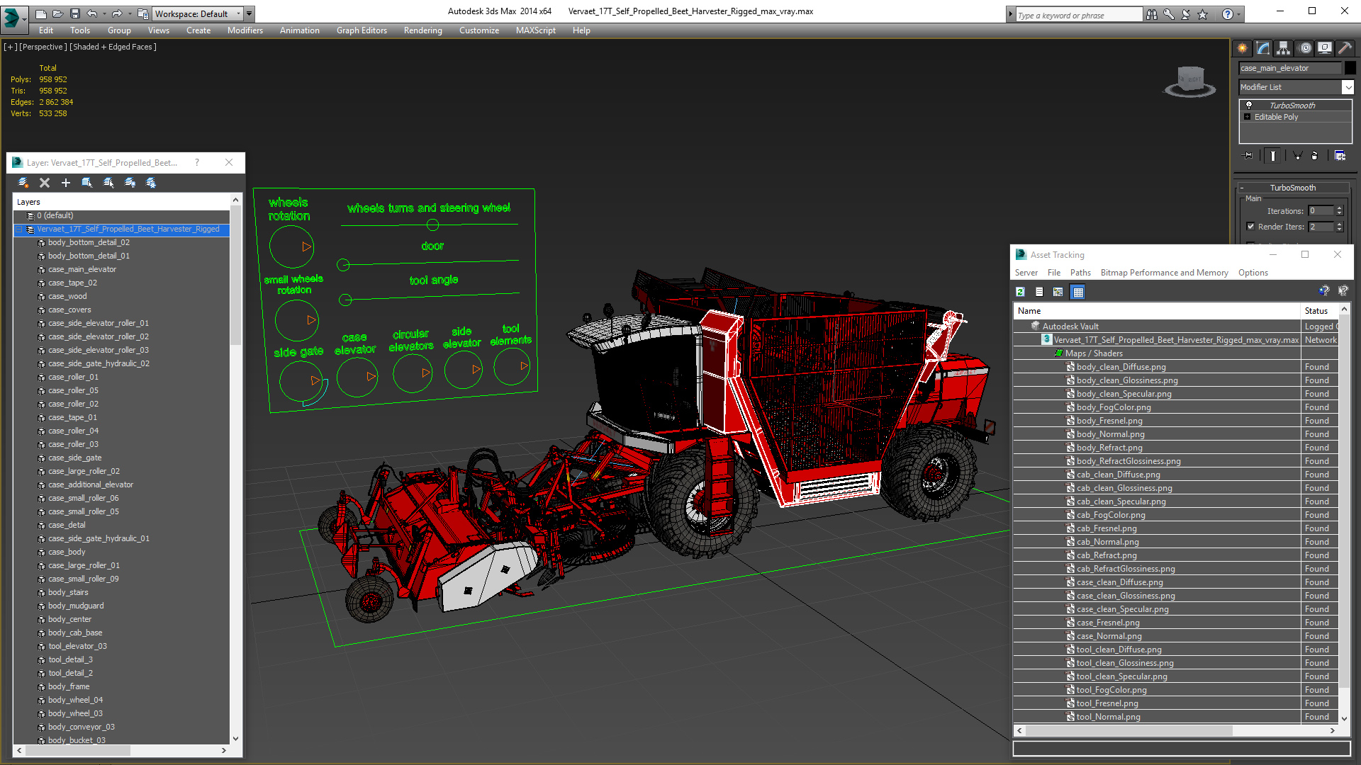 3D Vervaet 17T Self Propelled Beet Harvester Rigged model