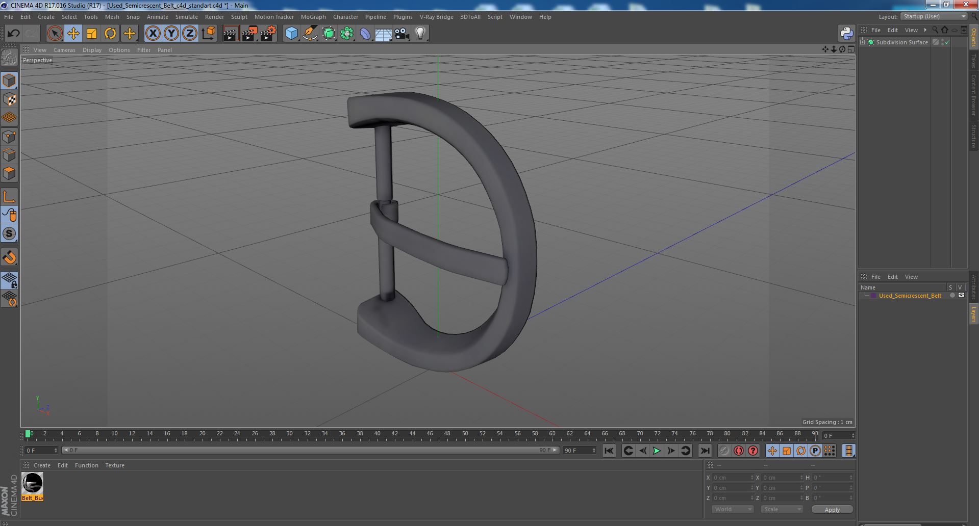 Used Semicrescent Belt 3D