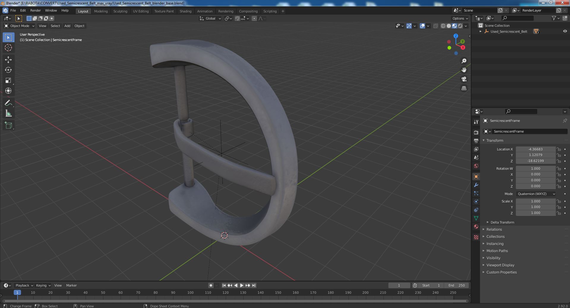 Used Semicrescent Belt 3D