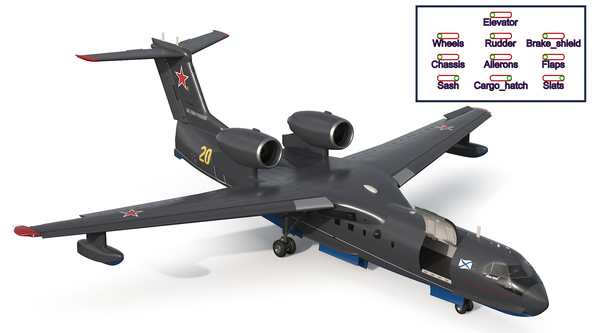 Be 200 Amphibious Aircraft Rigged for Maya 3D