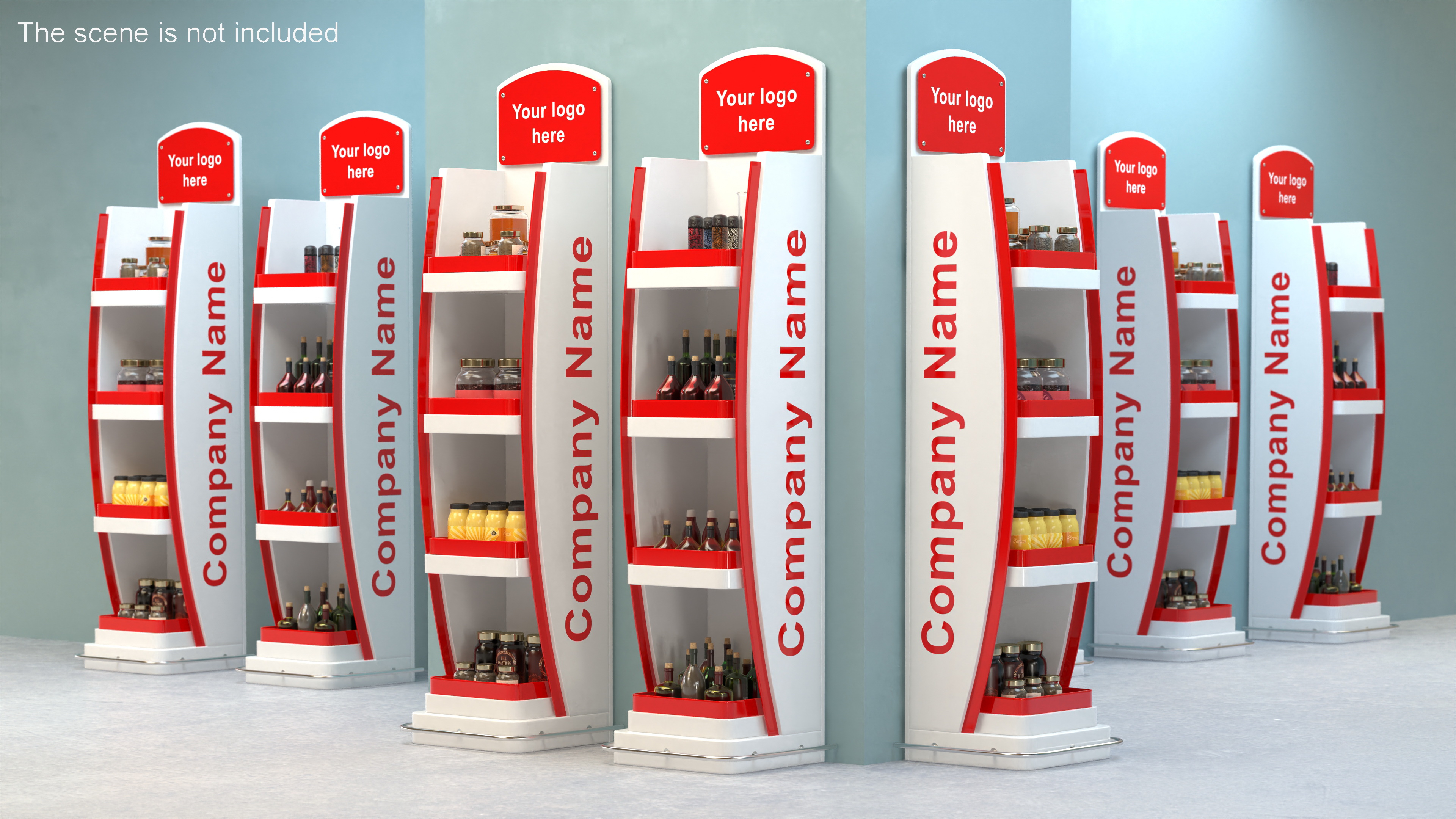 3D model White Red Promotion Floor Display Mockup