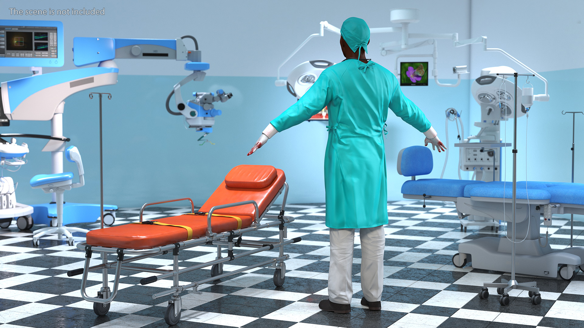 3D model African Black Male Doctor Blood Stained Rigged for Maya