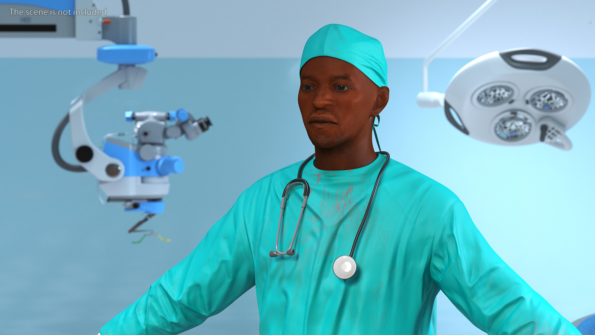 3D model African Black Male Doctor Blood Stained Rigged for Maya
