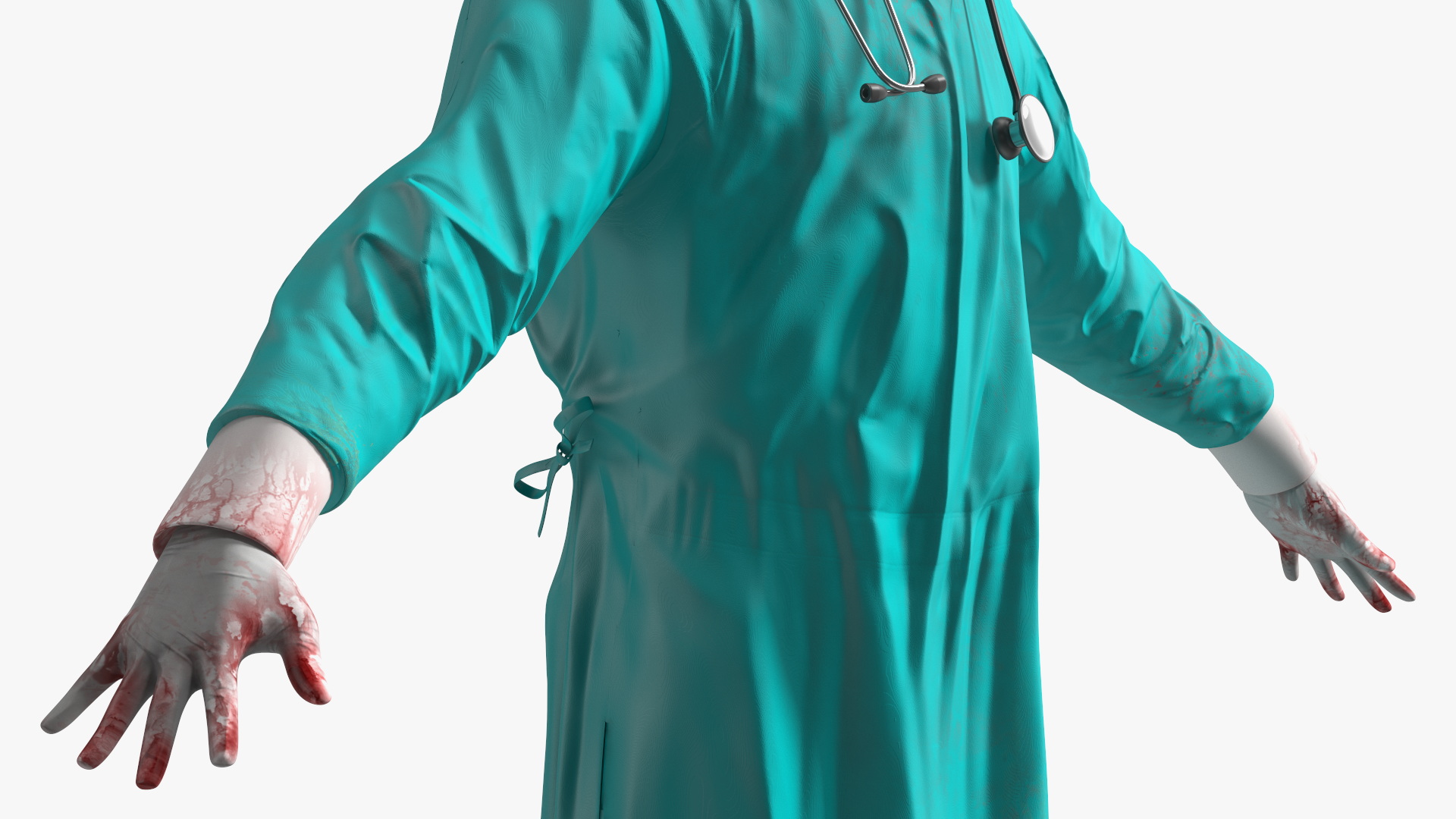 3D model African Black Male Doctor Blood Stained Rigged for Maya