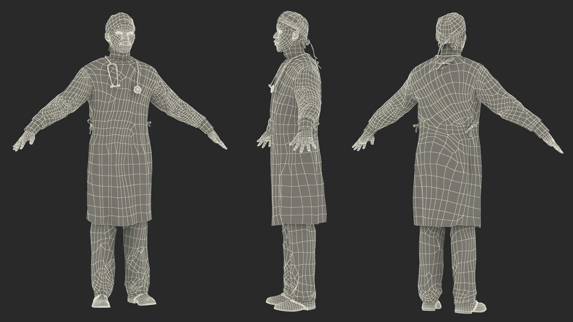 3D model African Black Male Doctor Blood Stained Rigged for Maya