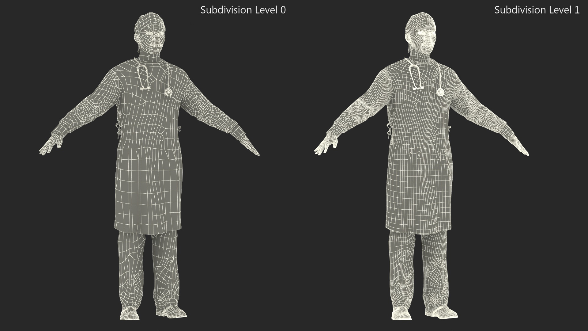 3D model African Black Male Doctor Blood Stained Rigged for Maya