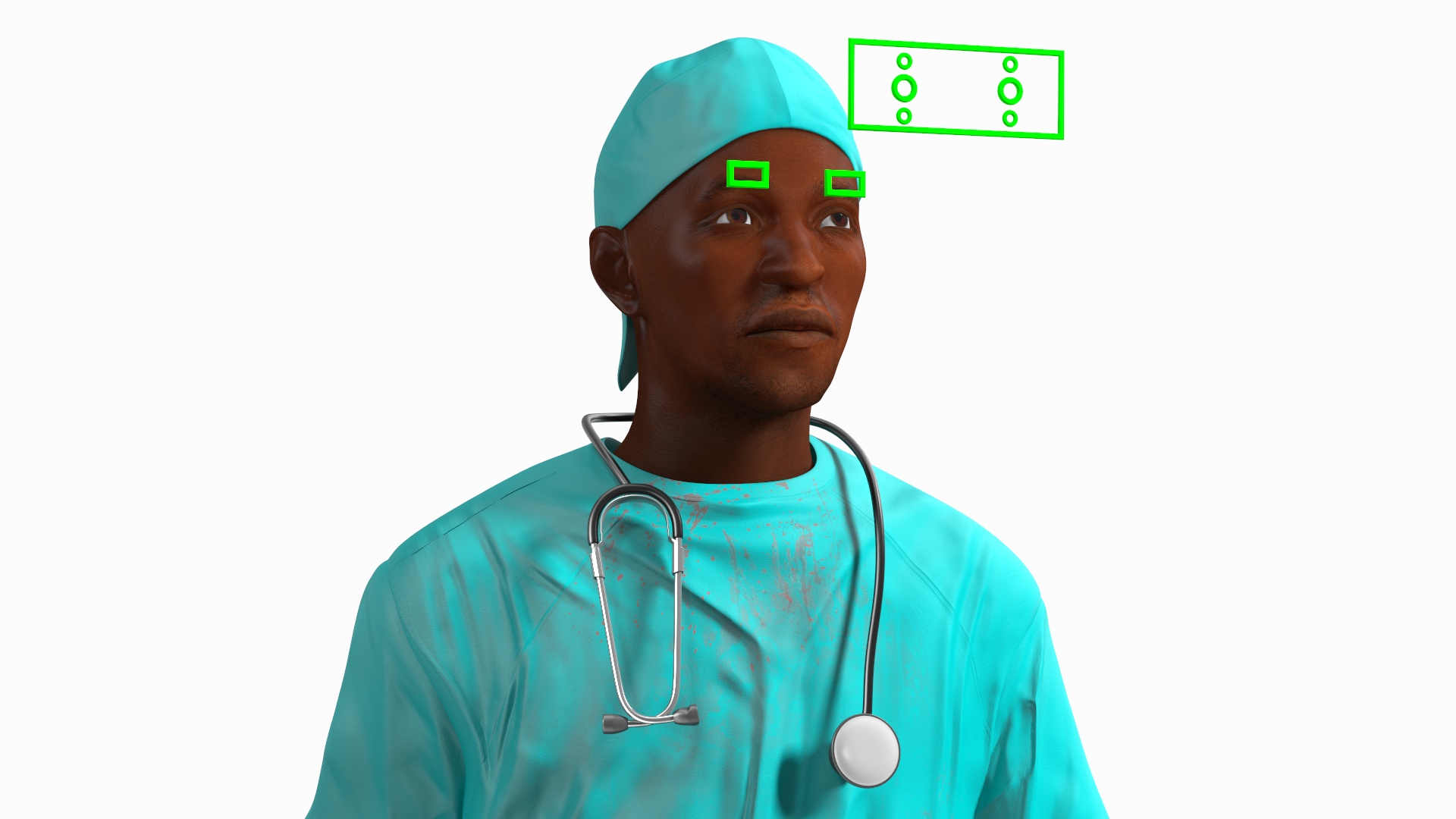 3D model African Black Male Doctor Blood Stained Rigged for Maya