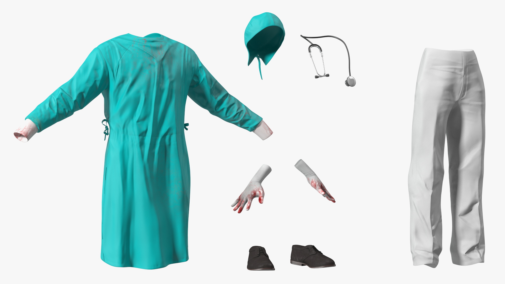 3D model African Black Male Doctor Blood Stained Rigged for Maya