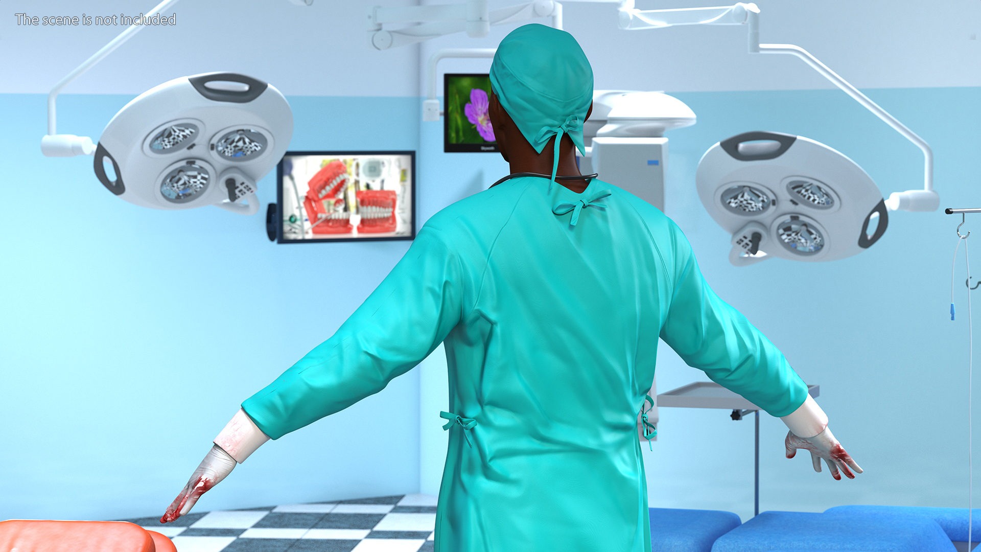 3D model African Black Male Doctor Blood Stained Rigged for Maya