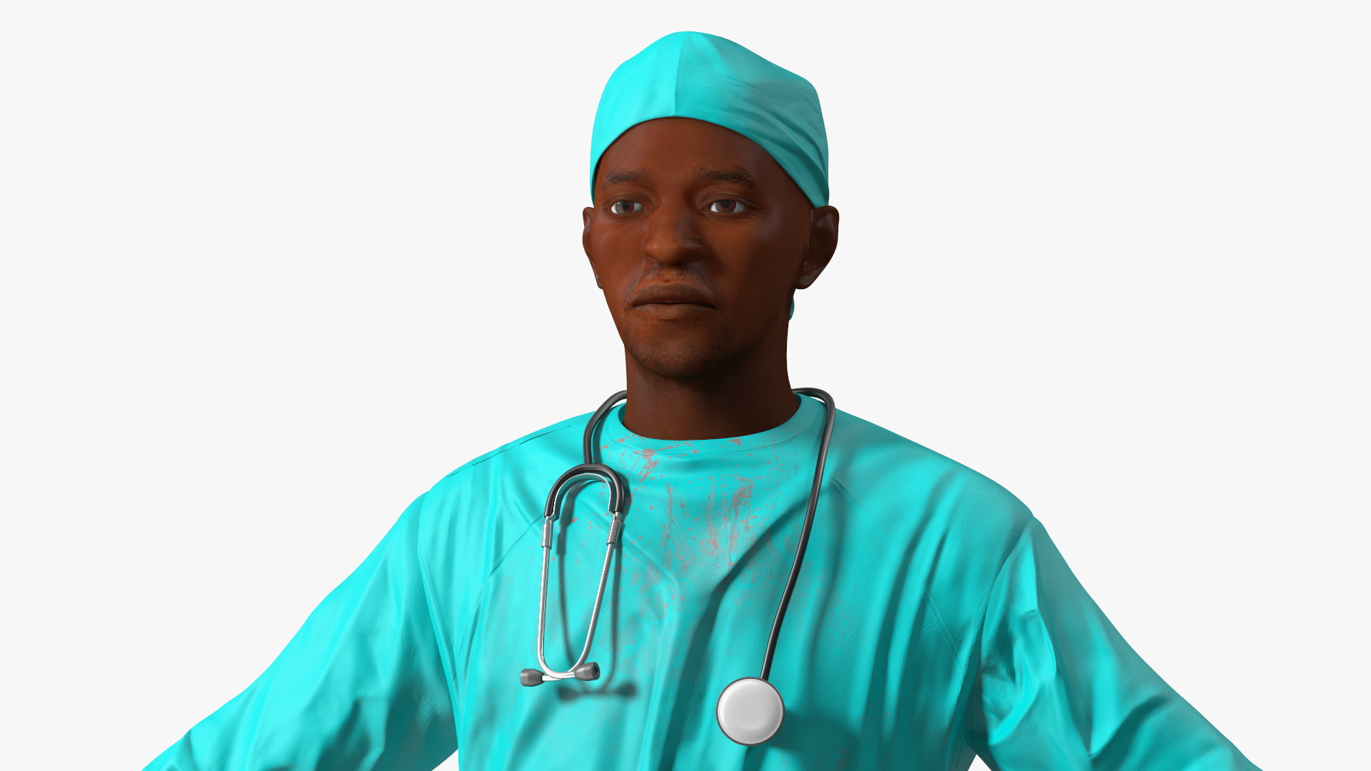 3D model African Black Male Doctor Blood Stained Rigged for Maya