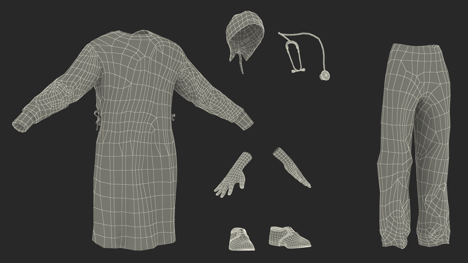 3D model African Black Male Doctor Blood Stained Rigged for Maya