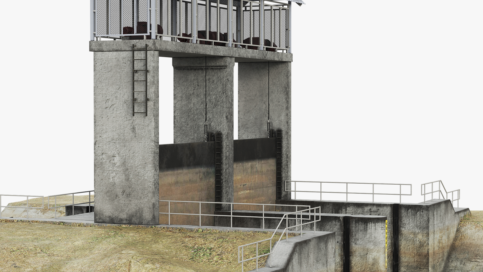 Hydraulic Canal Lock Gate System Rigged - view 7