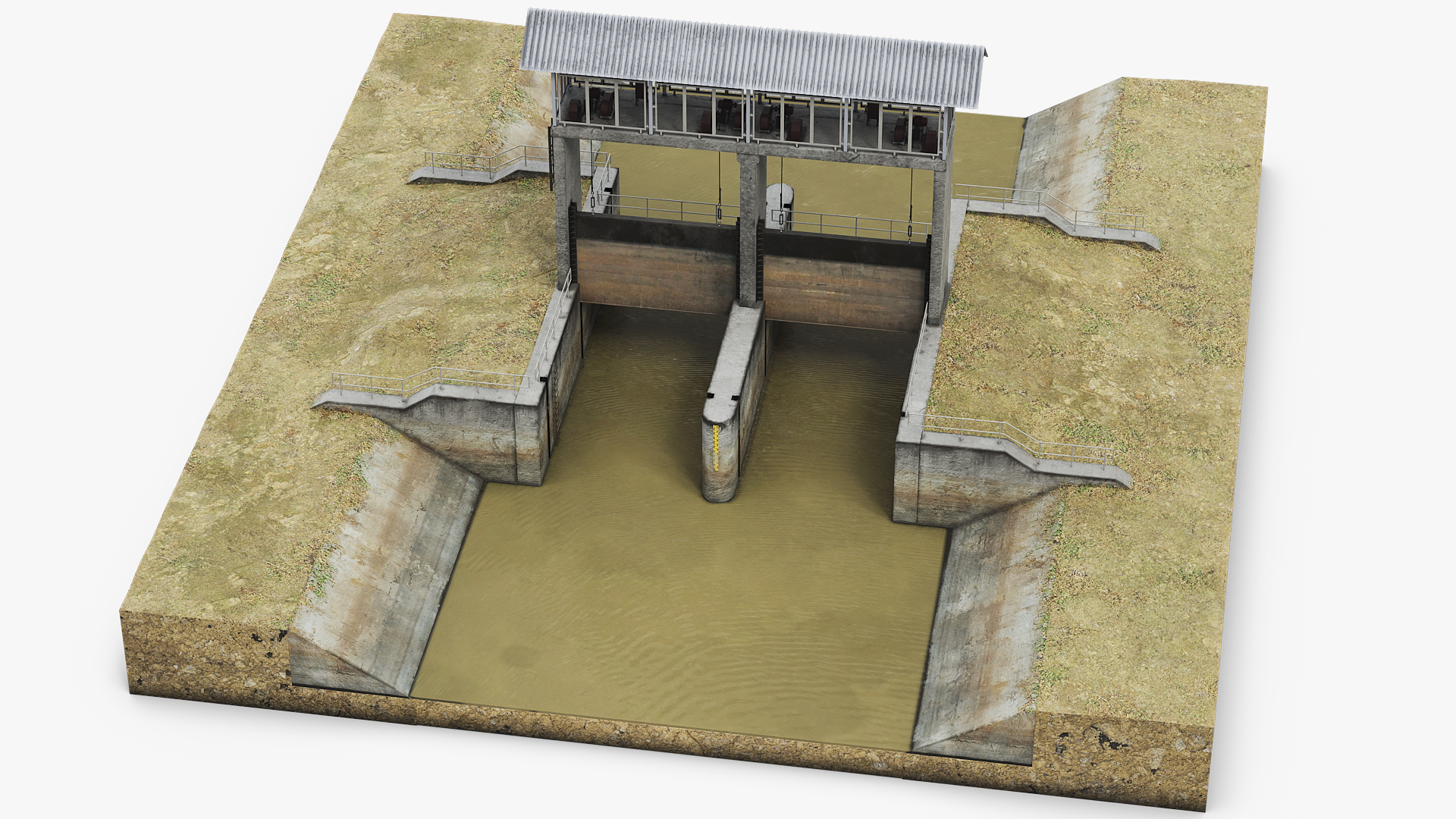 Hydraulic Canal Lock Gate System Rigged - view 5