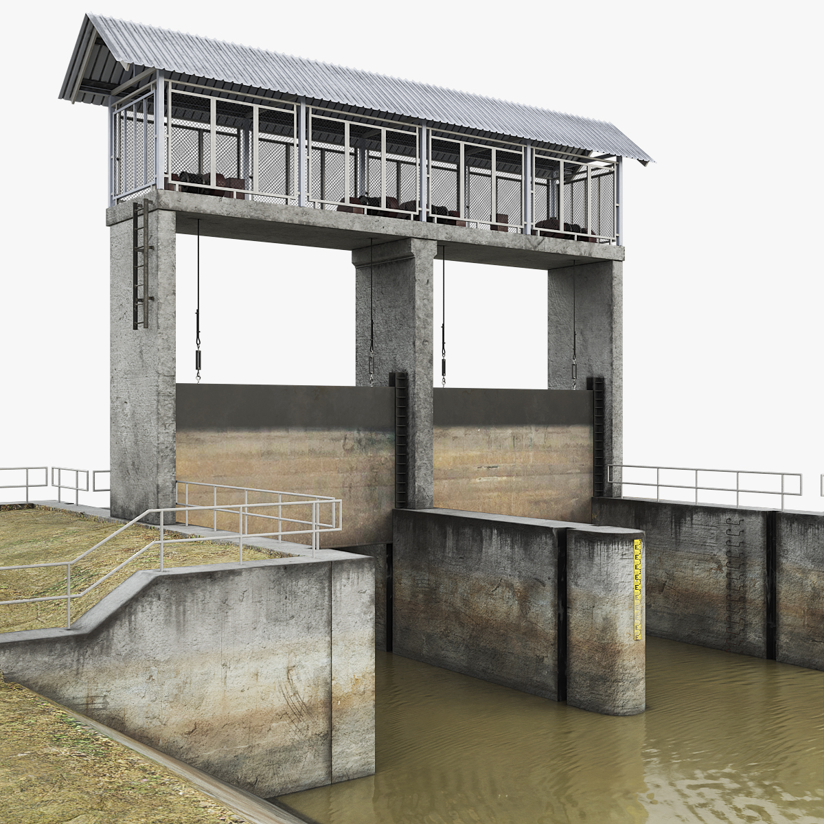 Hydraulic Canal Lock Gate System Rigged - view 12