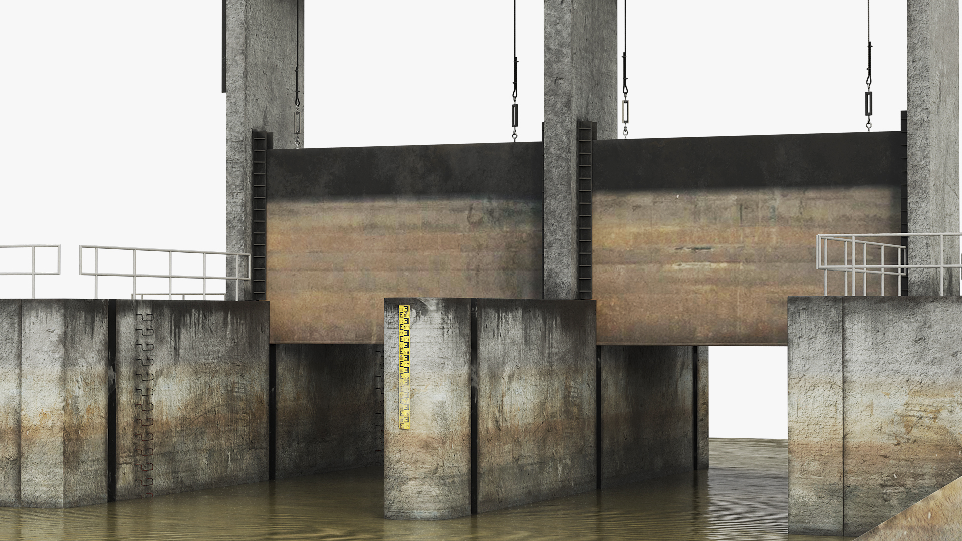 Hydraulic Canal Lock Gate System Rigged - view 6
