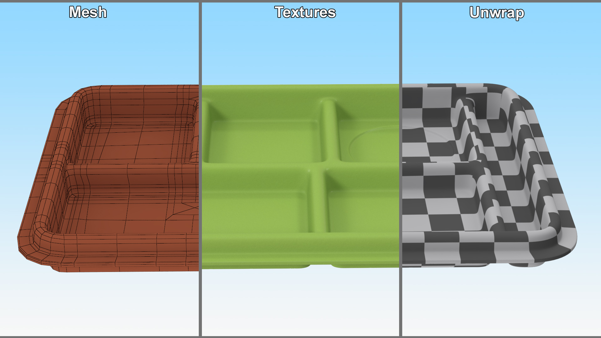 Compartment Meal Tray Green 3D