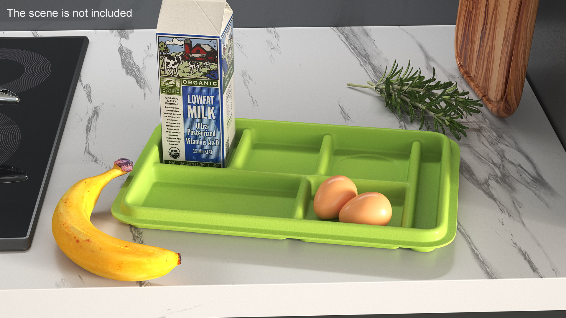 Compartment Meal Tray Green 3D