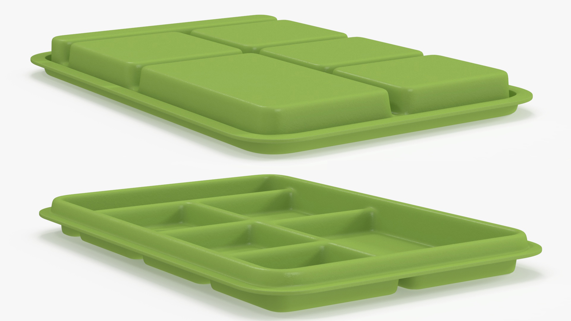 Compartment Meal Tray Green 3D